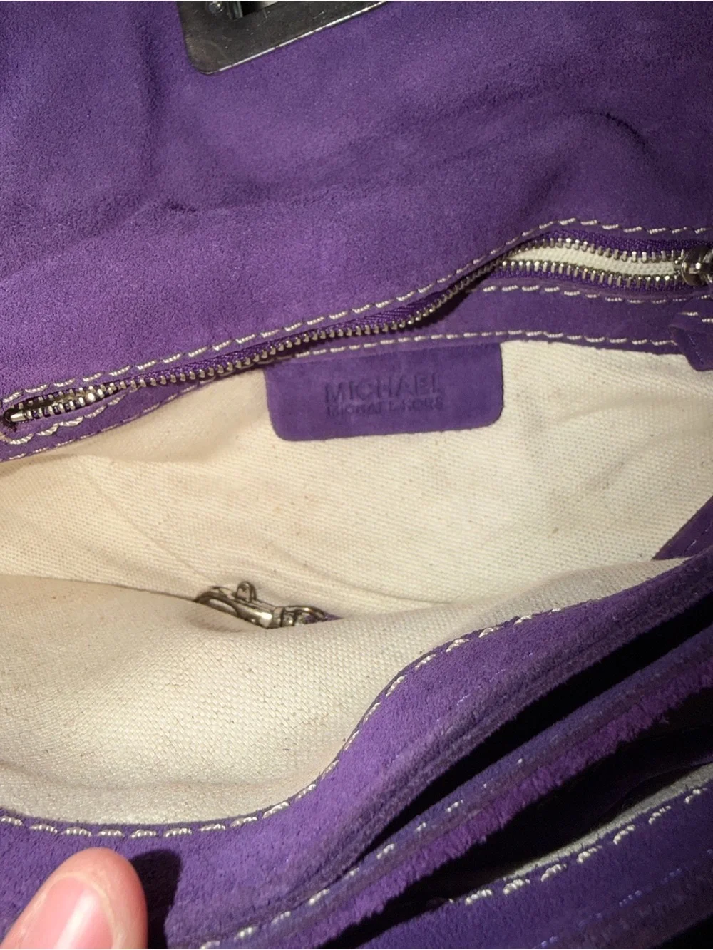 Michael Kors Purple Suede Chain-Handle Shoulder Bag
